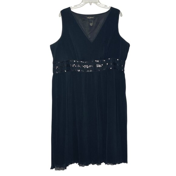 Black Sleeveless Midi Cocktail Dress Sequined Empire Waist Lane Bryant Size 20 - Picture 2 of 14